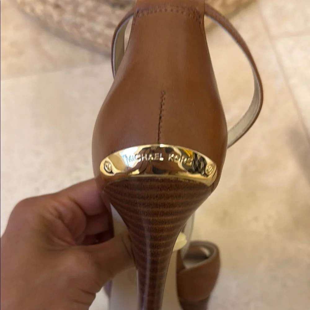 Strappy Brown Leather Stiletto Heels - Picture 3 of 3